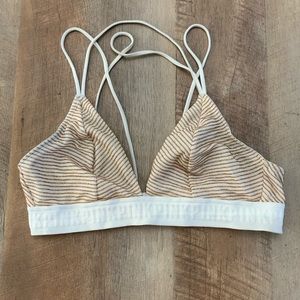 PINK Victoria’s Secret Gold and white bralette